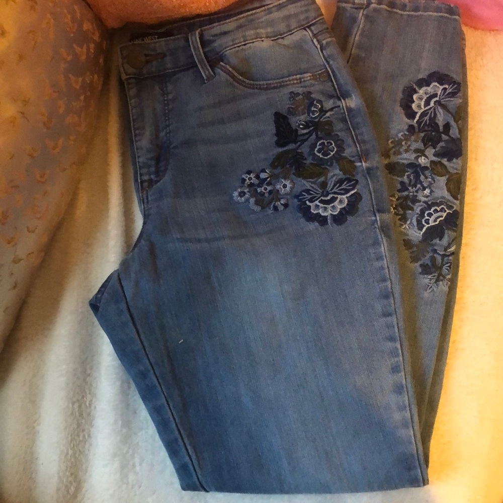 Embroidered Flowers Nine West Jeans